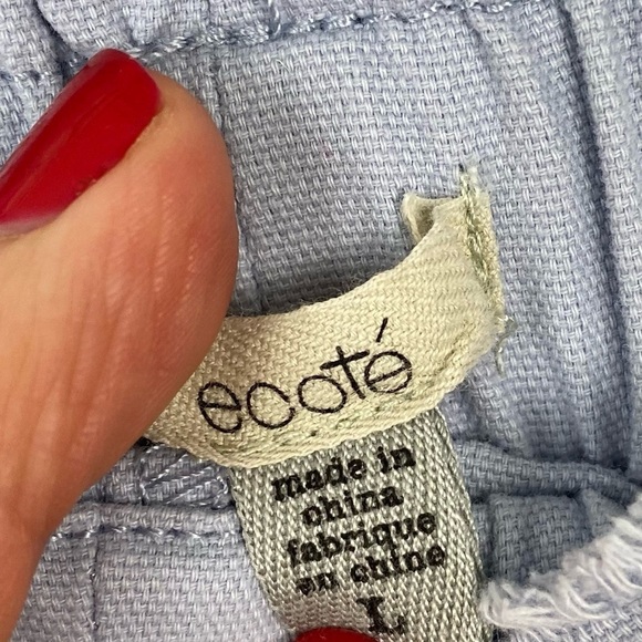 Urban Outfitters Ecote blue paper bag waisted shorts high rise raw hem size L - Picture 9 of 9